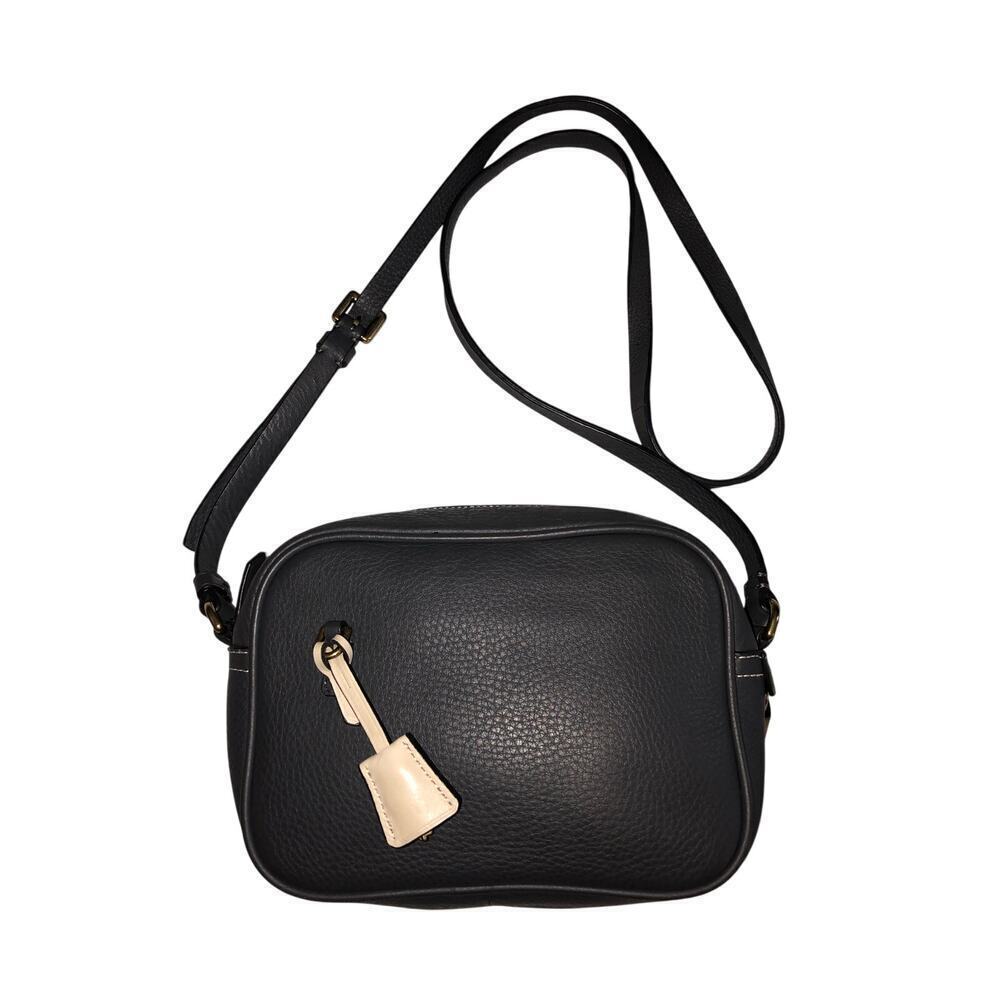 J. Crew Signet Crossbody Bag Dark Gray Pebbled Leather Keys Lock Charms Zip Top